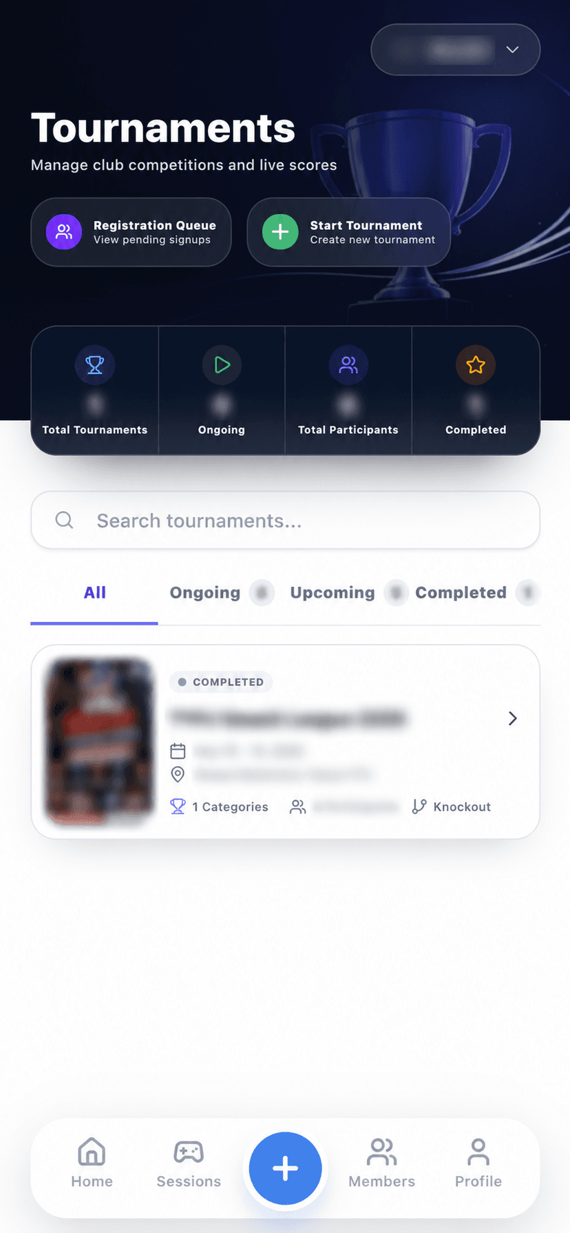 SmashIT Tournaments mobile screen